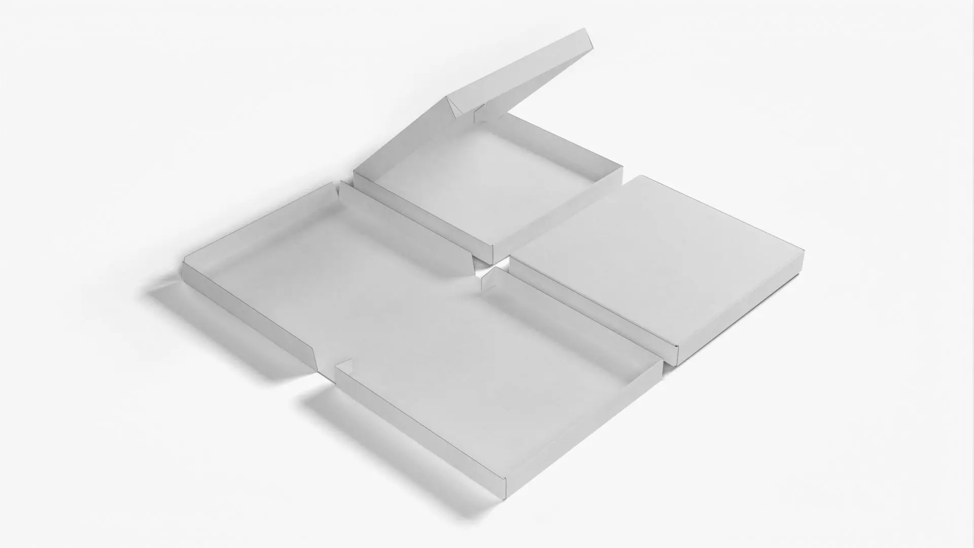 4-inch Pizza Boxes White Paper Mockup 3D Model Collection_0