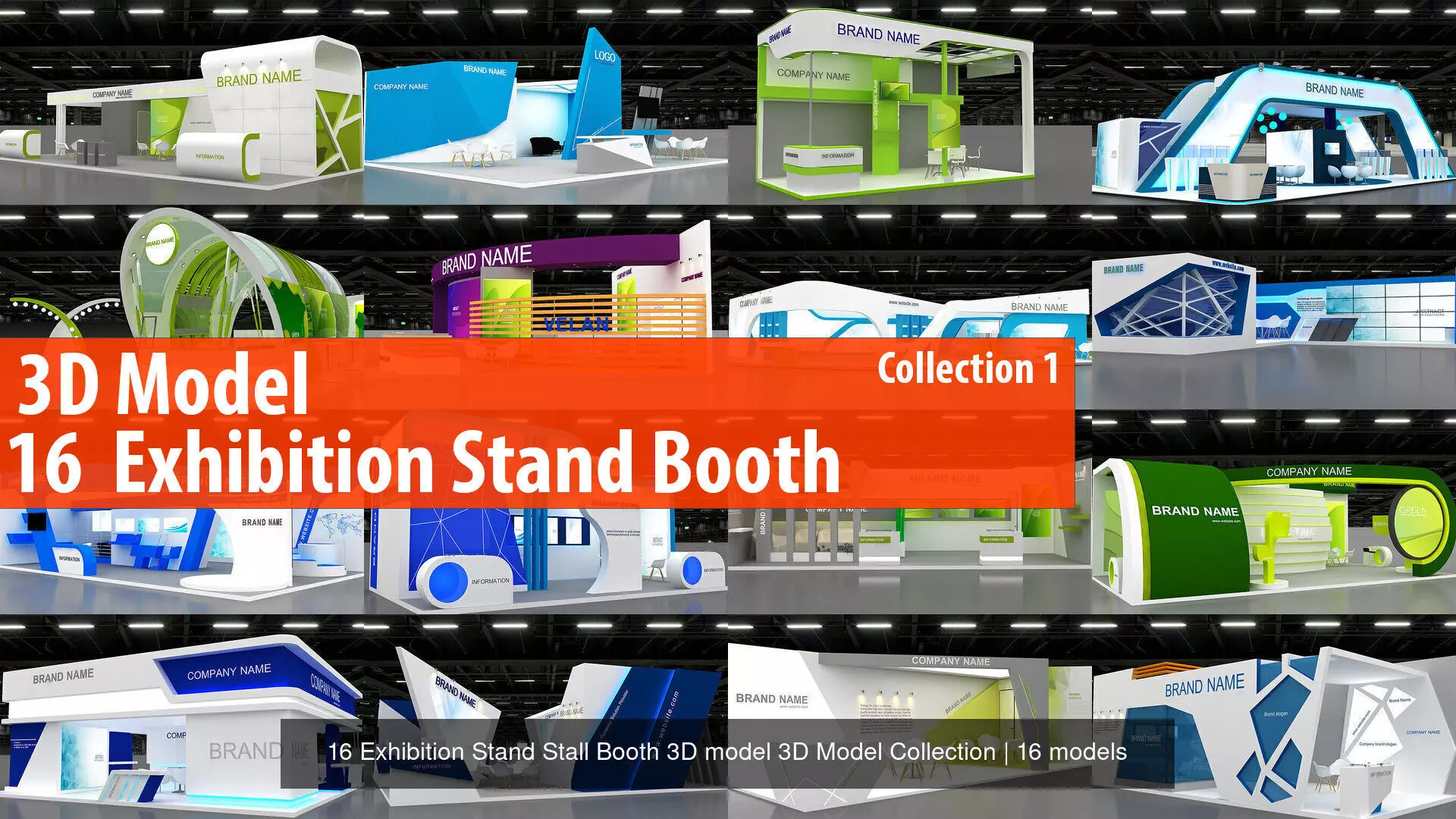 1 with 16 Exhibition Stand  Booth 3D model 3D Model 3D Model Collection_0