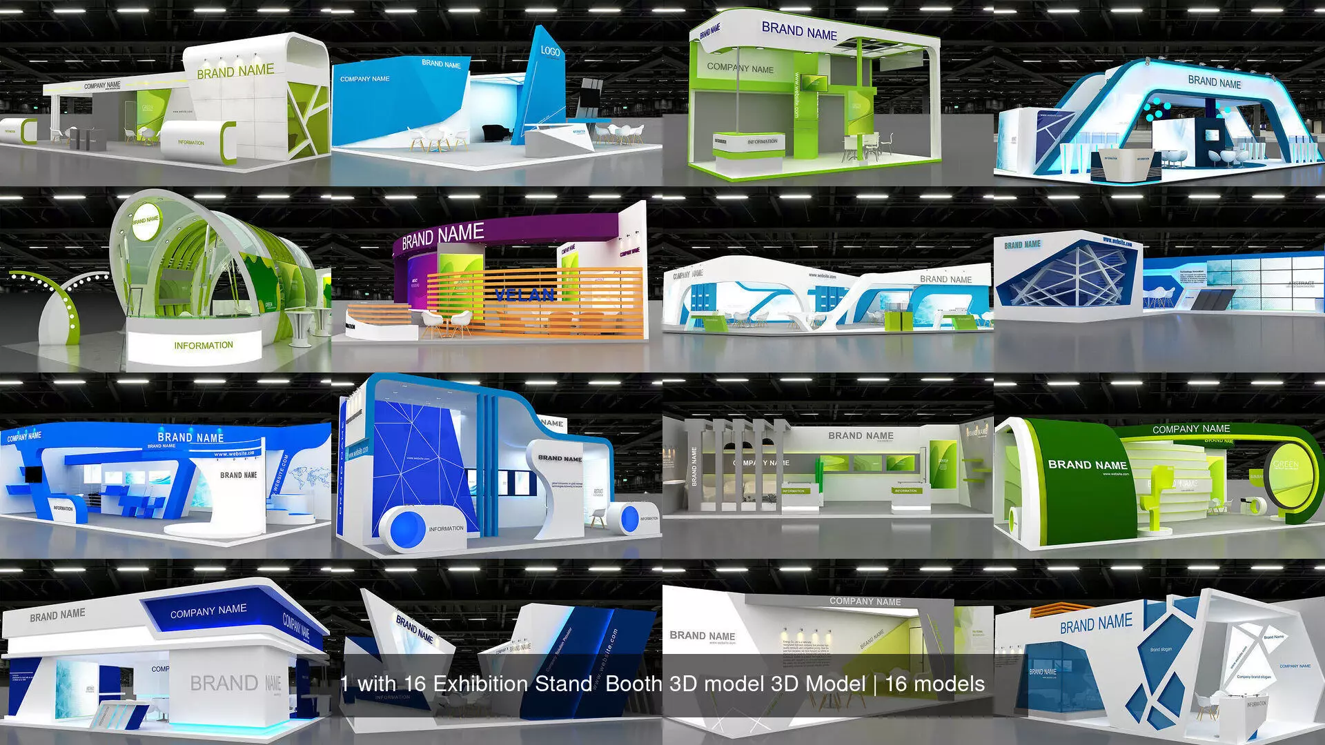 1 with 16 Exhibition Stand  Booth 3D model 3D Model 3D Model Collection_1
