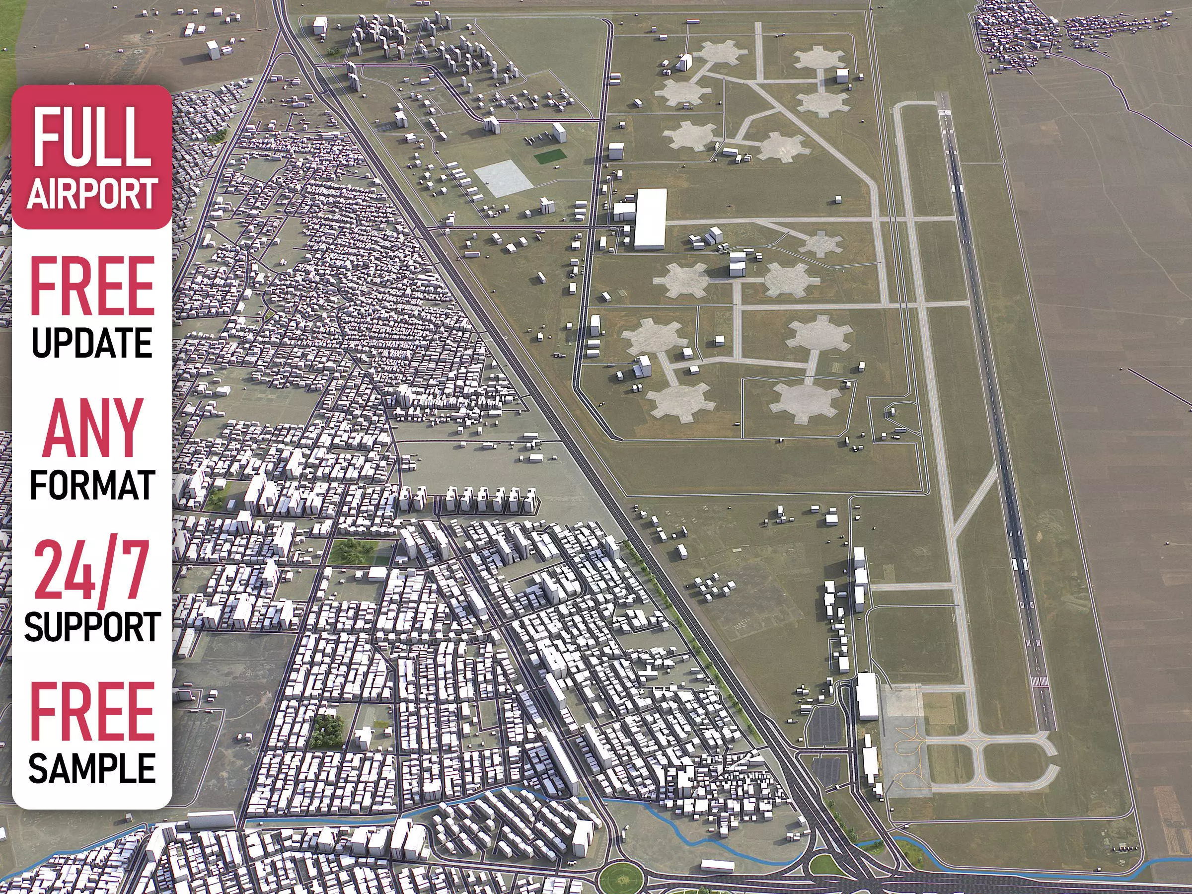 Kermanshah Airport - 3D Model Low-poly 3D model