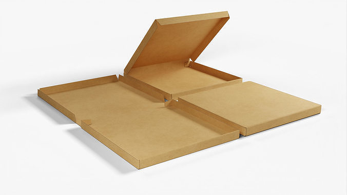 6-inch Pizza Boxes Kraft Paper Mockup 3D Model Pack 2