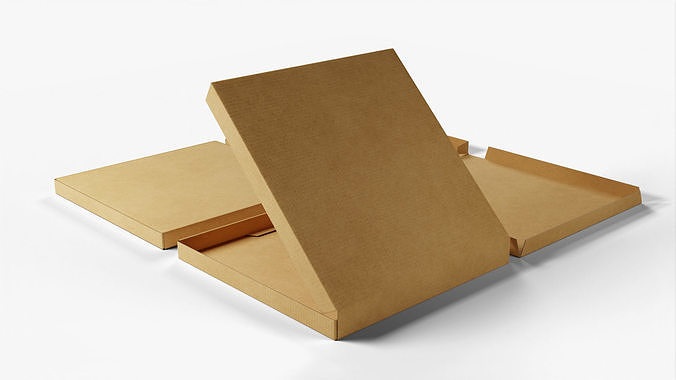 6-inch Pizza Boxes Kraft Paper Mockup 3D Model Pack 3