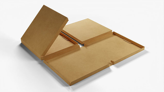 6-inch Pizza Boxes Kraft Paper Mockup 3D Model Pack 5