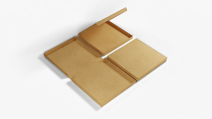 6-inch Pizza Boxes Kraft Paper Mockup 3D Model Pack 4