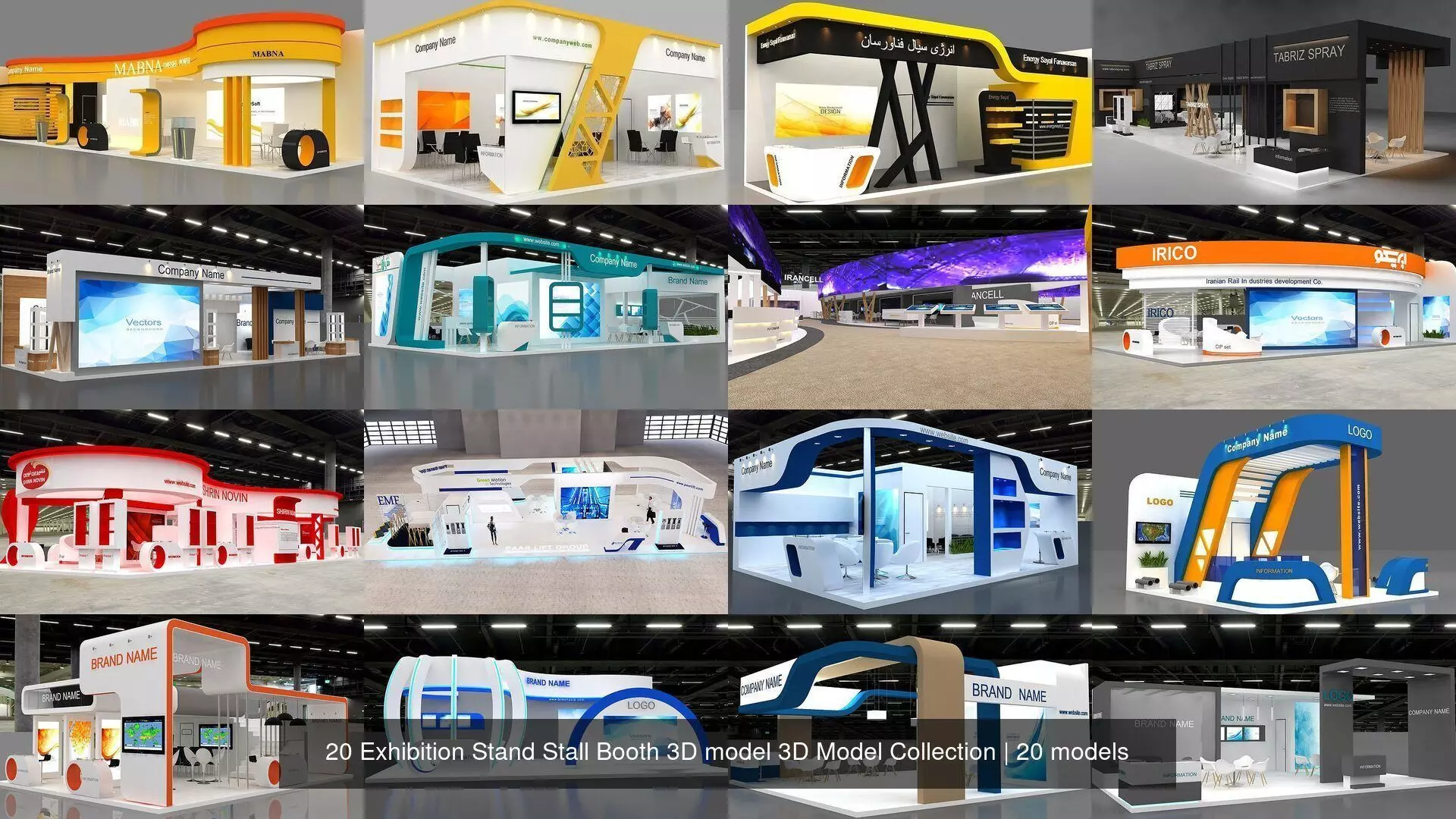 2 With 20 Exhibition Stand Stall Booth 3D Model Collection _1