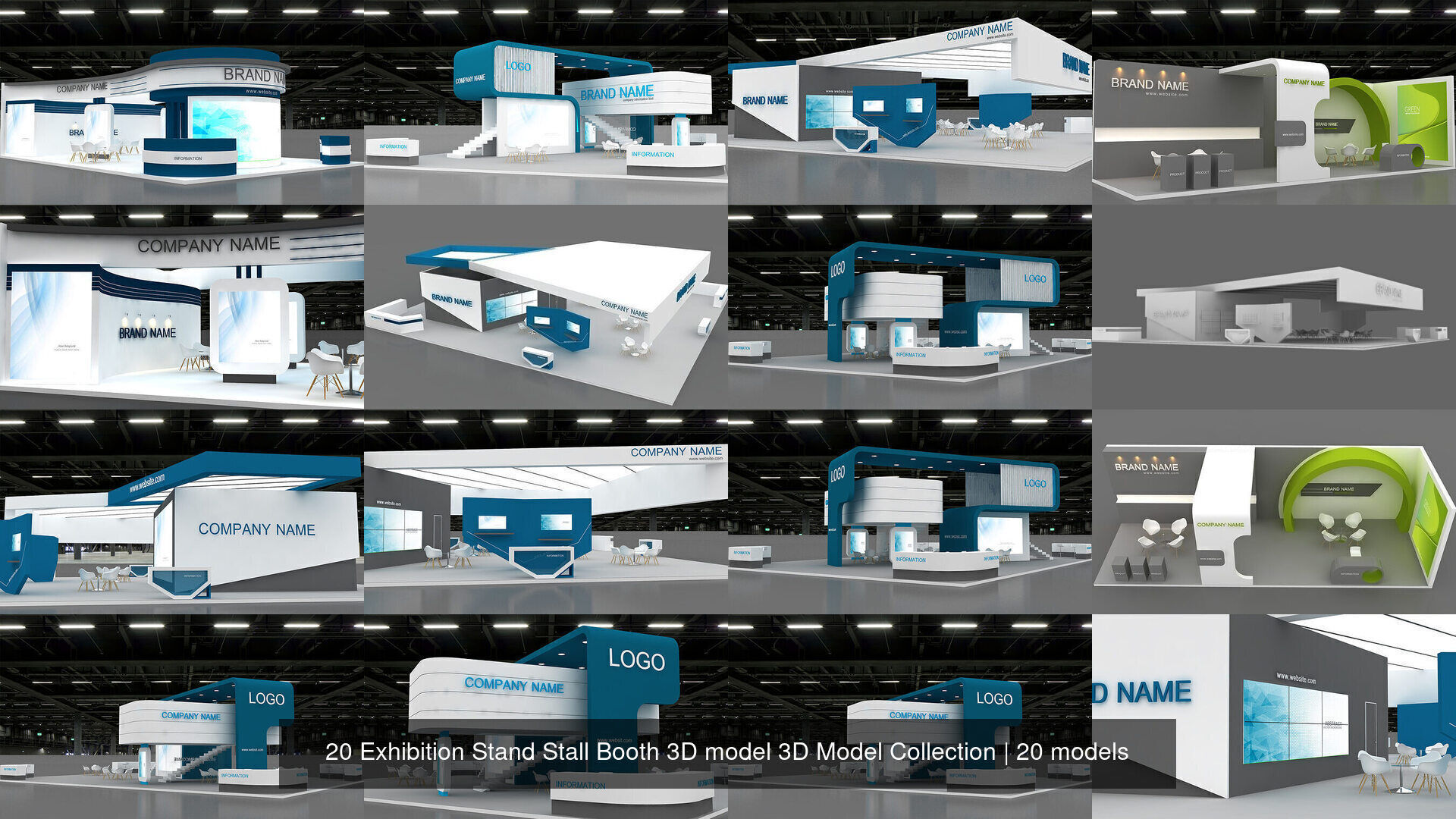 2 With 20 Exhibition Stand Stall Booth 3D Model Collection _4