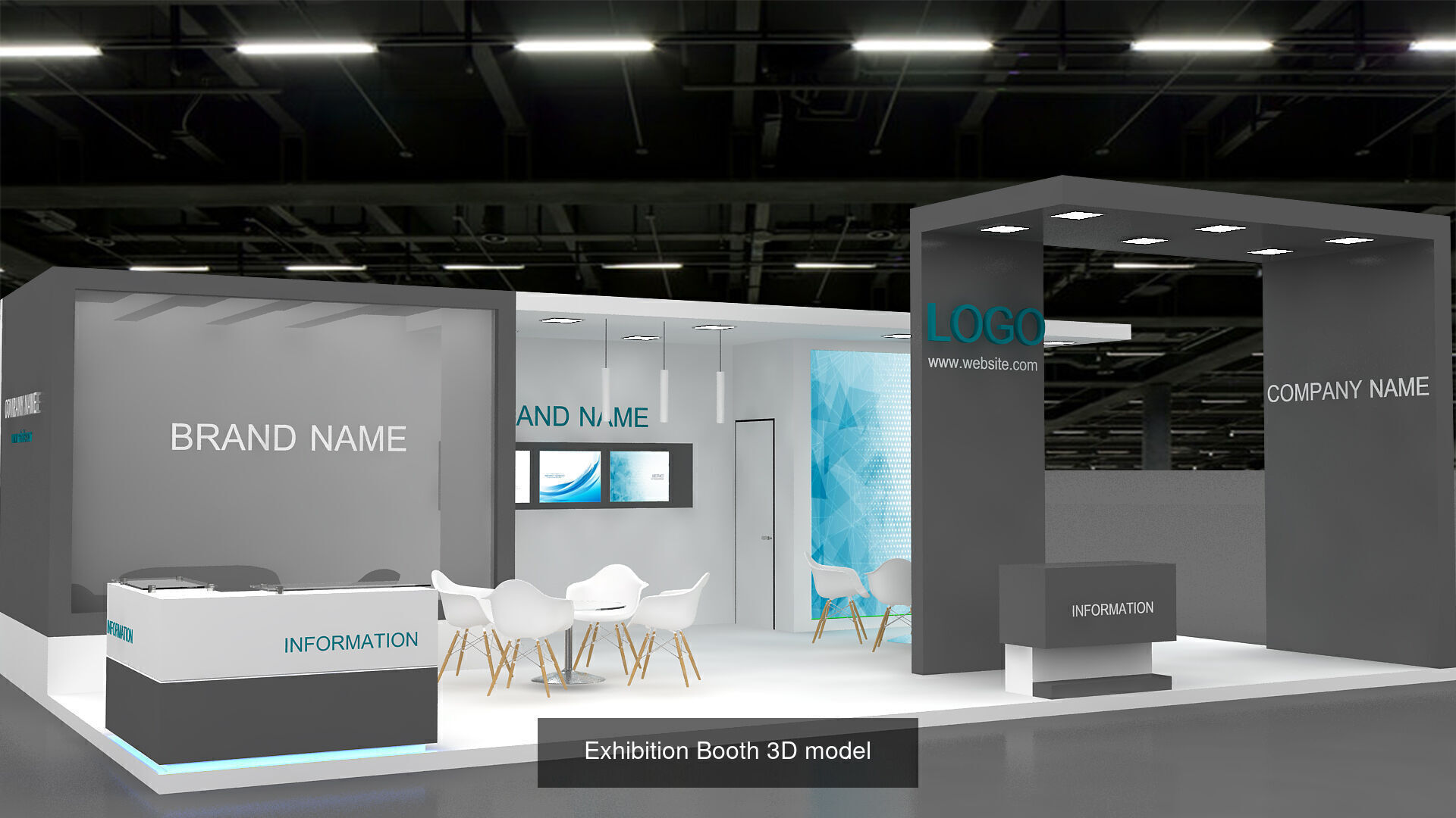 2 With 20 Exhibition Stand Stall Booth 3D Model Collection _20