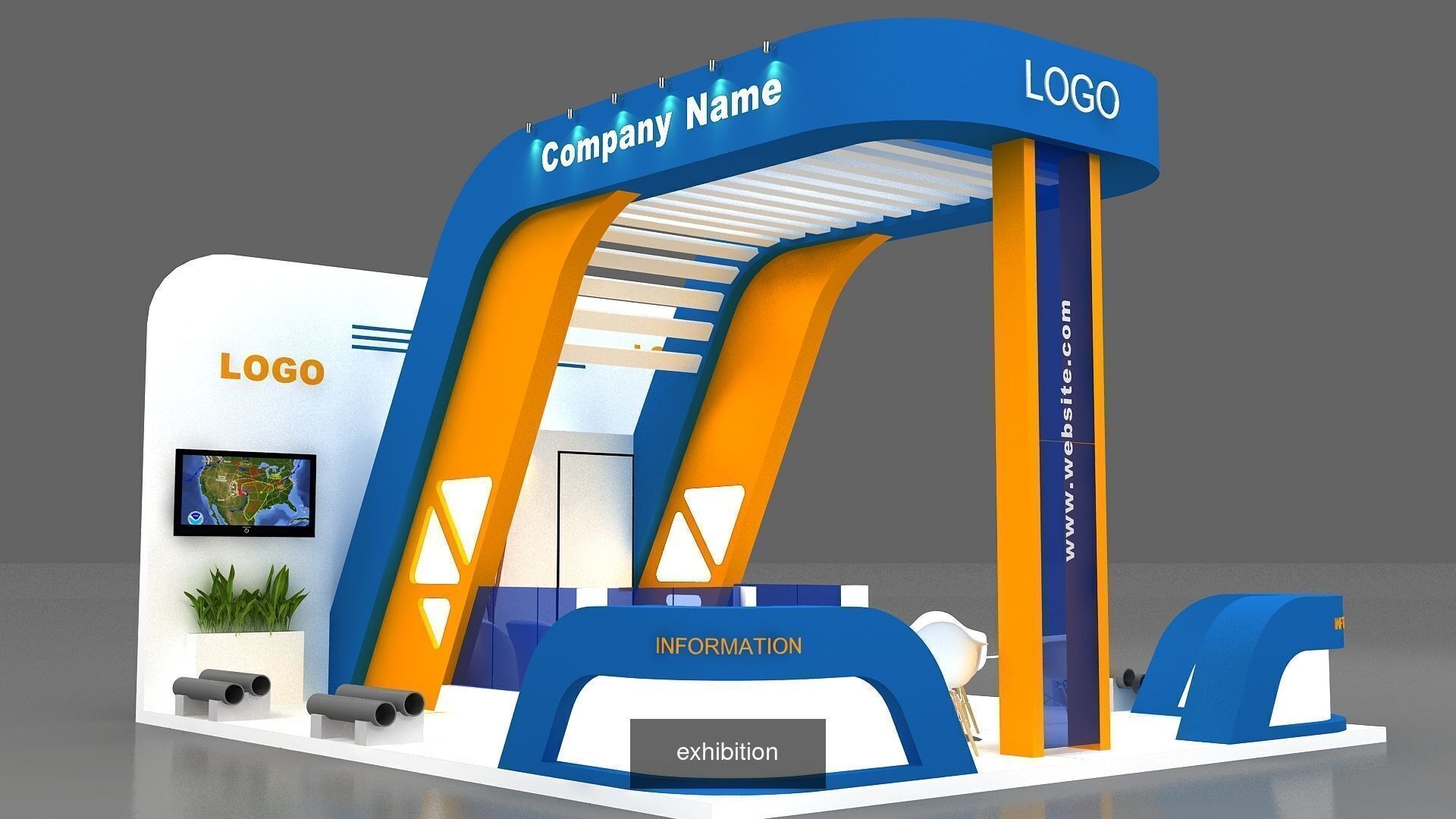 2 With 20 Exhibition Stand Stall Booth 3D Model Collection _16