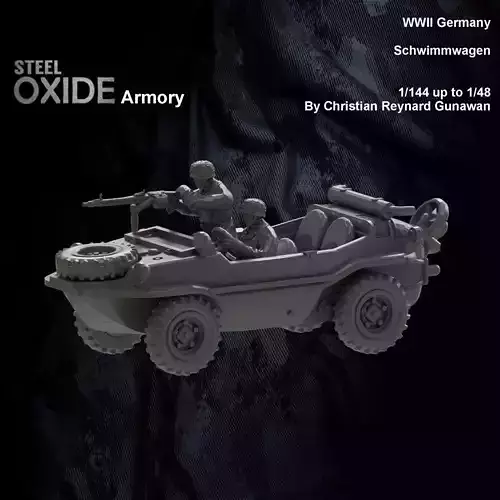 WWII German Schwimmwagen type 166 with crewmen 