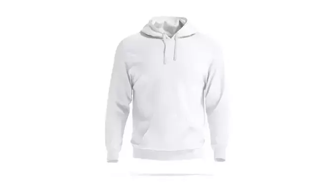 White Hoodie - sports sweatshirt with hood  3D model