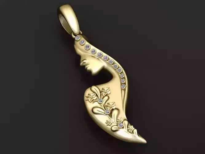 WOMEN DESIGN FILIGREE PENDANT 3D PRINTABLE MODEL