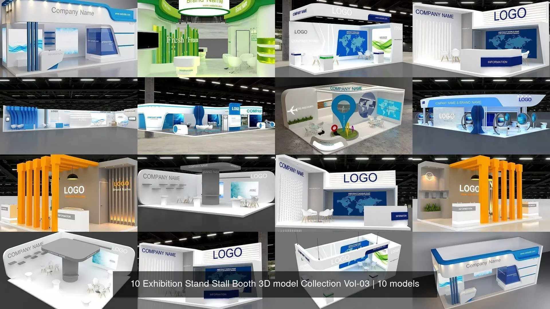 10 Exhibition Stand Stall Booth 3D model Collection Vol-03 _1