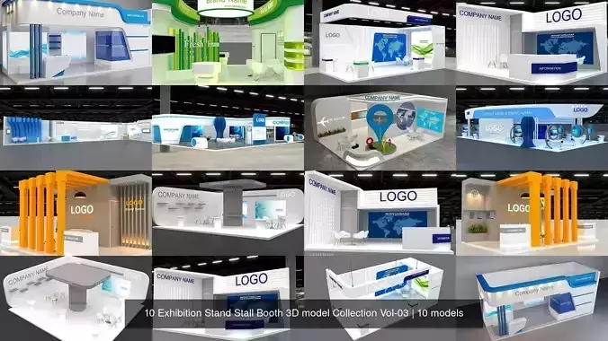 10 Exhibition Stand Stall Booth 3D model Collection Vol-03