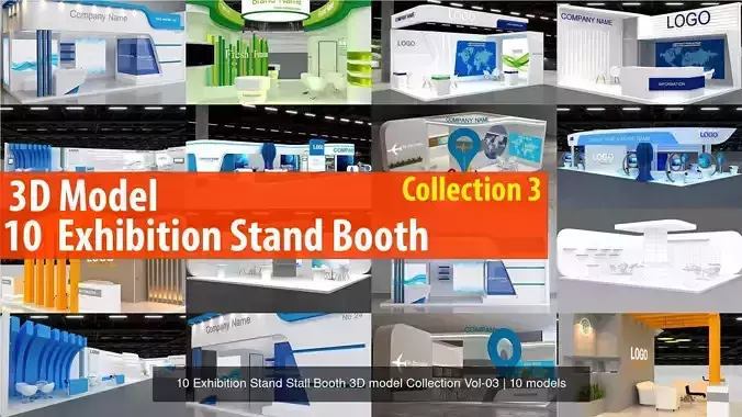 10 Exhibition Stand Stall Booth 3D model Collection Vol-03 
