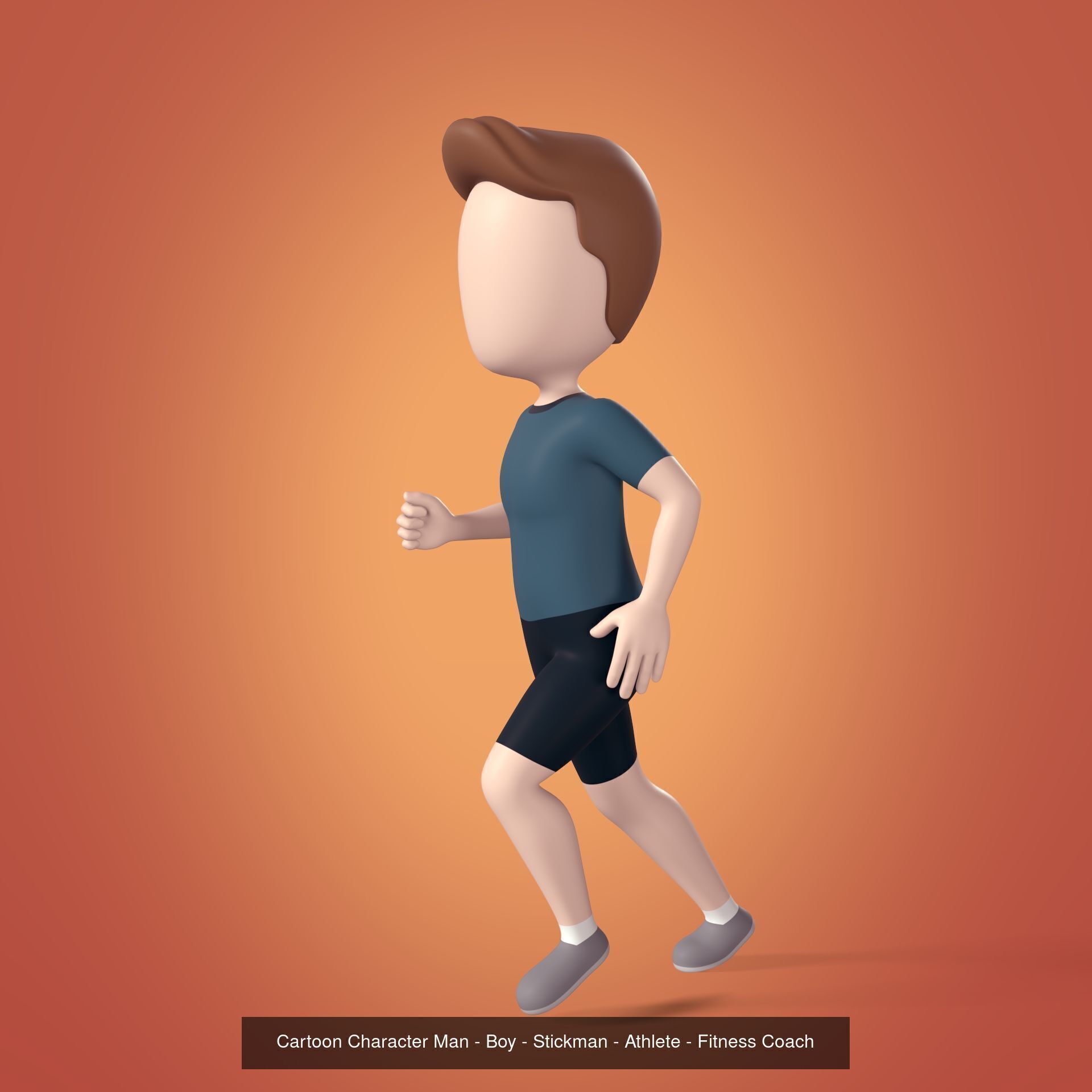 Cartoon Character -- Stickman Causal Man Woman Boy Girl Athlete 3D Model Collection_1
