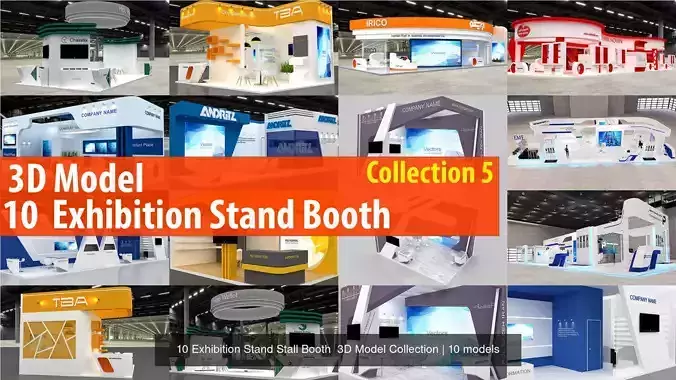 10 Exhibition Stand Stall Booth  3D Model Collection5 