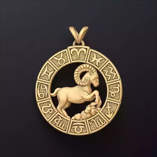 Horoscope Aries Pendant v2 3D print model