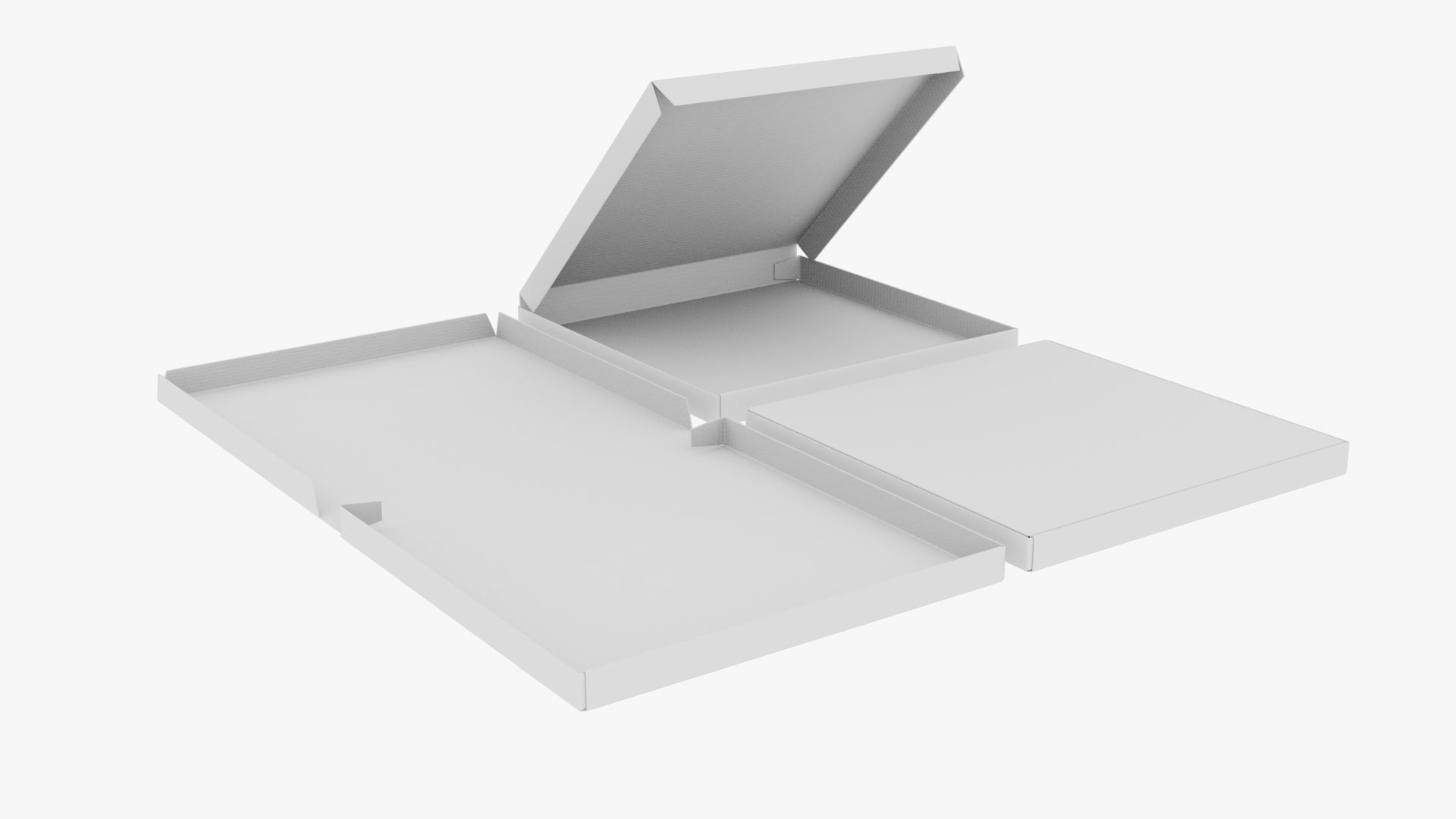 6-inch Pizza Boxes White Paper Mockup 3D Model Collection_12