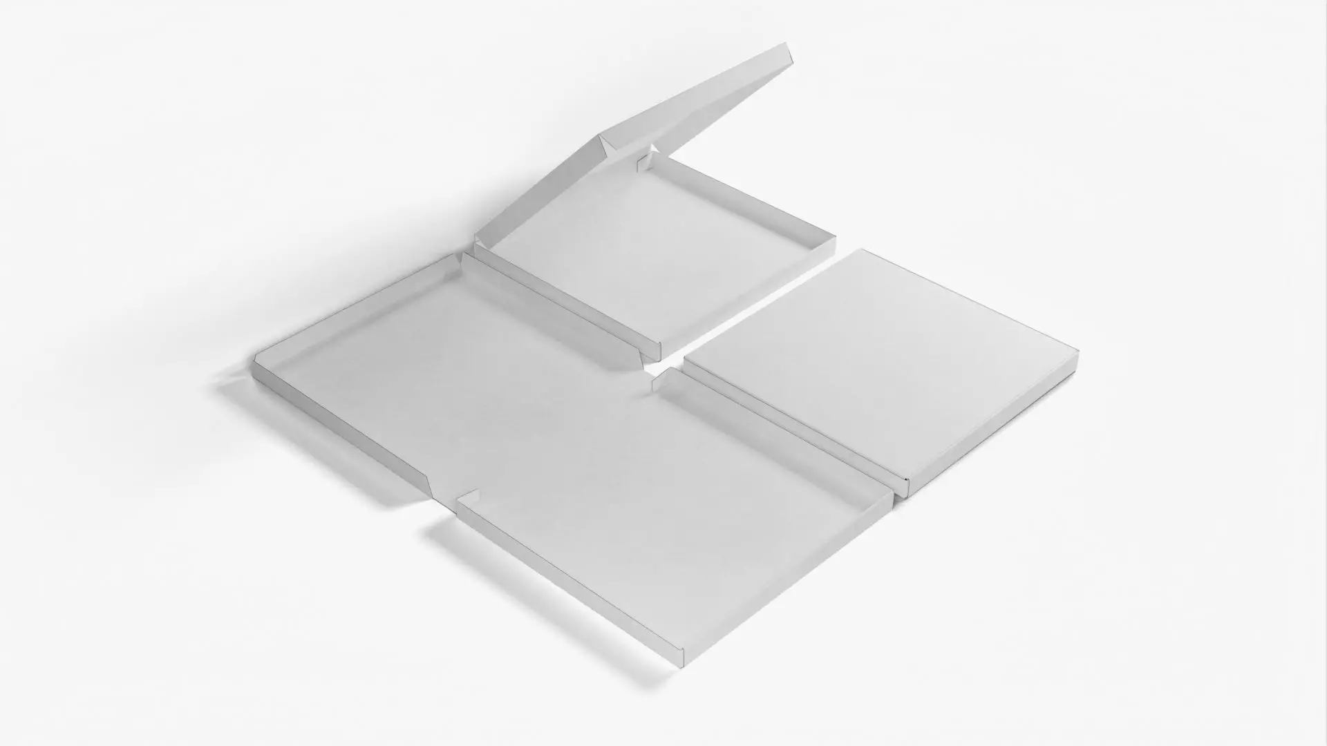 6-inch Pizza Boxes White Paper Mockup 3D Model Collection_0