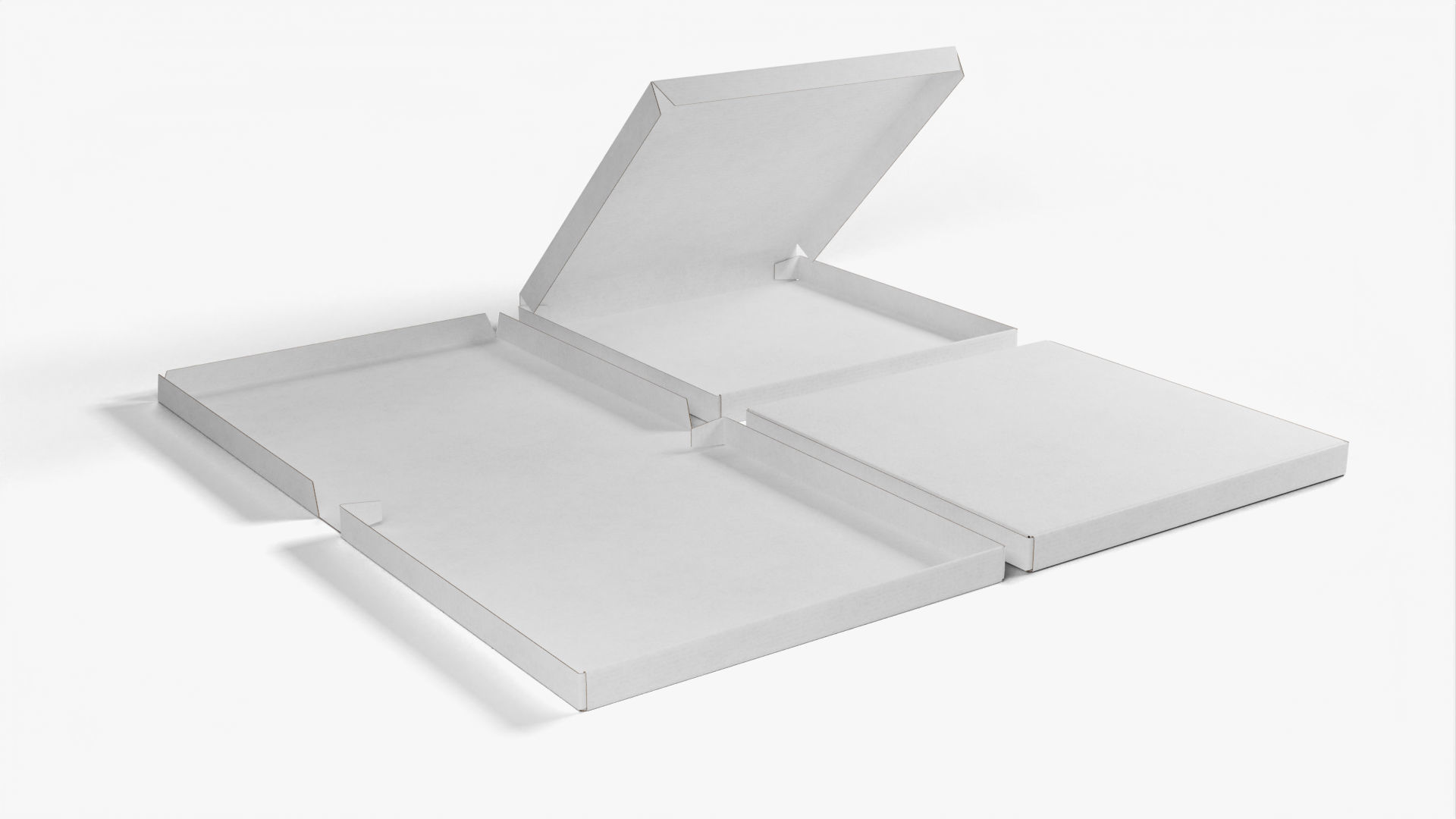 6-inch Pizza Boxes White Paper Mockup 3D Model Collection_7