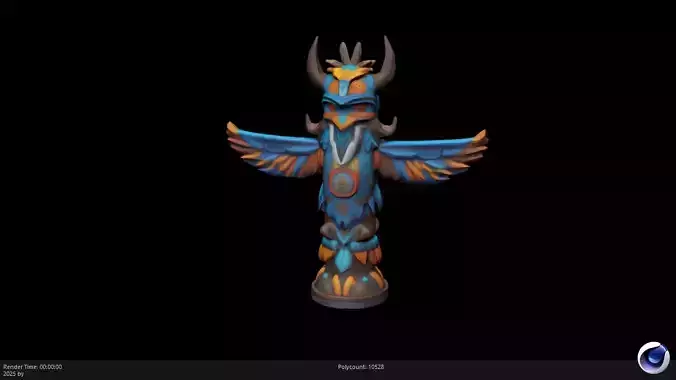 Low Poly Stylized Aztec Totem AI