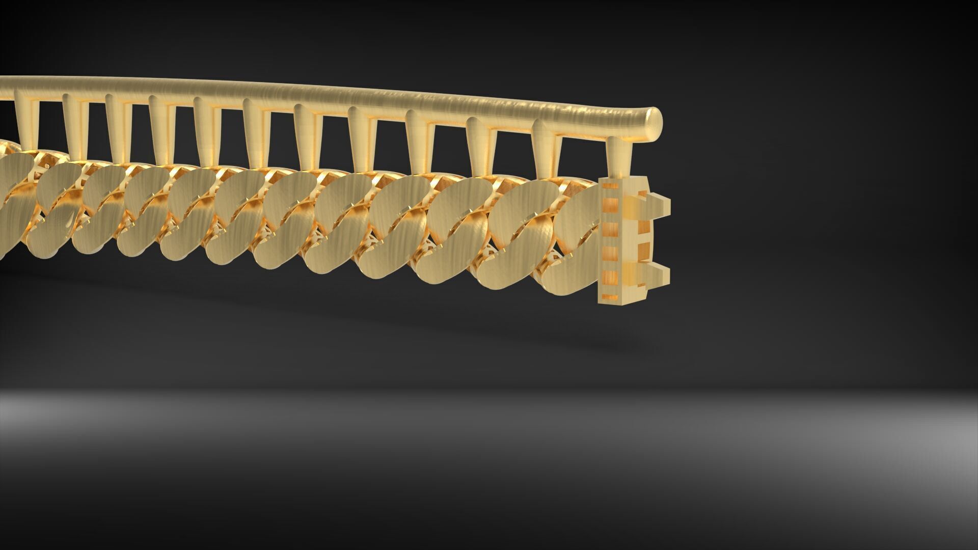 9mm Cuban Chain Link Bracelet With Stone 3D 3D print model_6