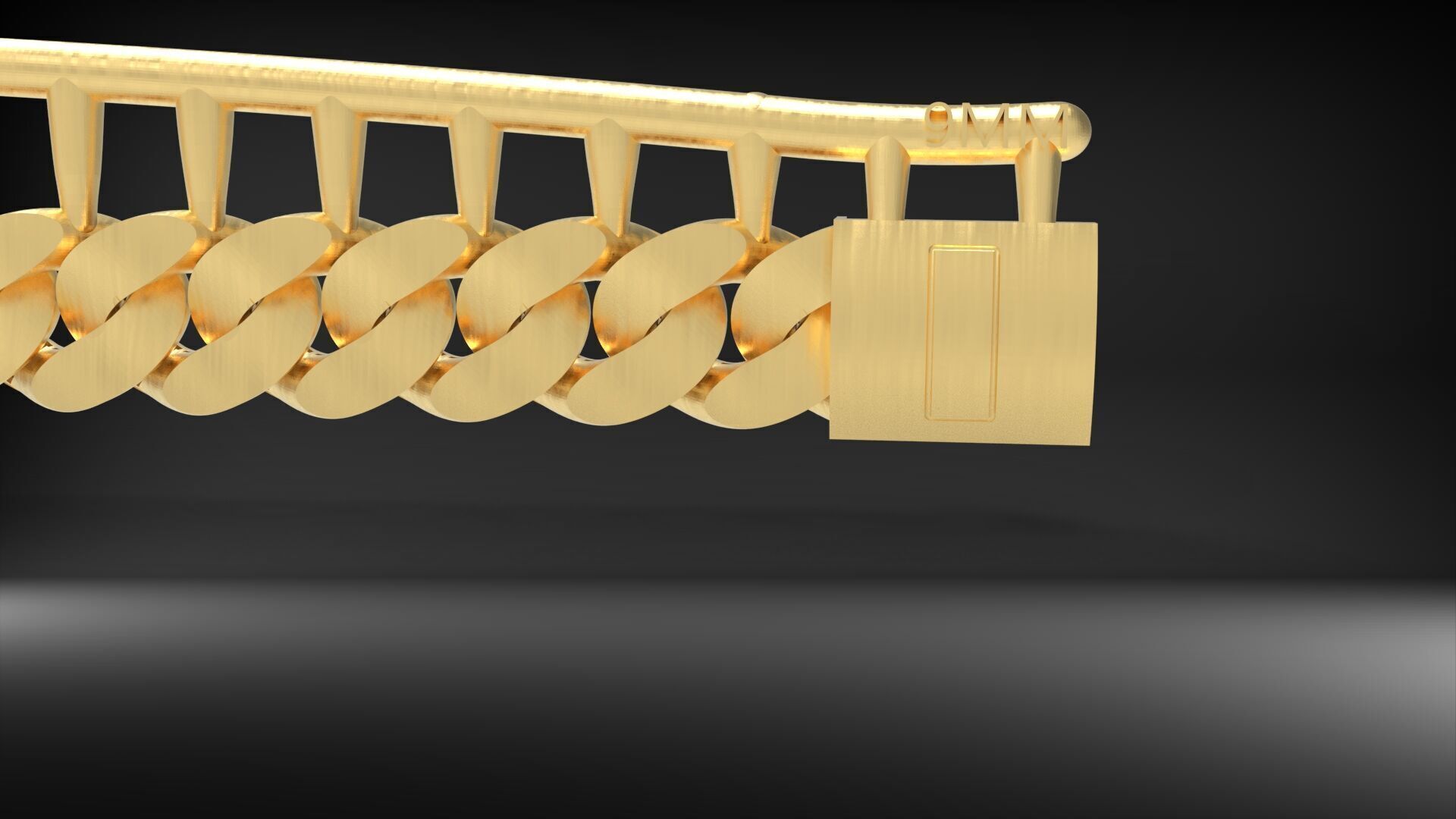 9mm Cuban Chain Link Bracelet With Stone 3D 3D print model_3