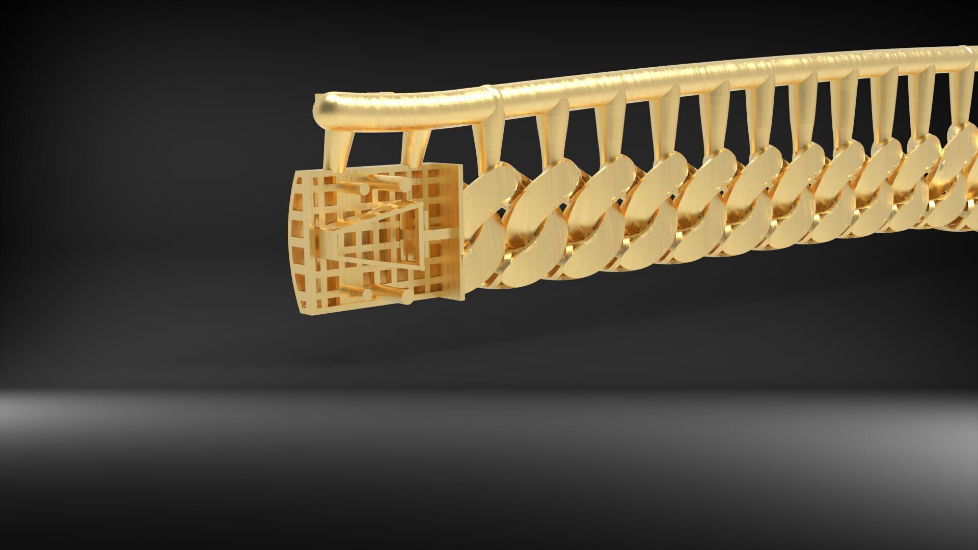 9mm Cuban Chain Link Bracelet With Stone 3D 3D print model_4