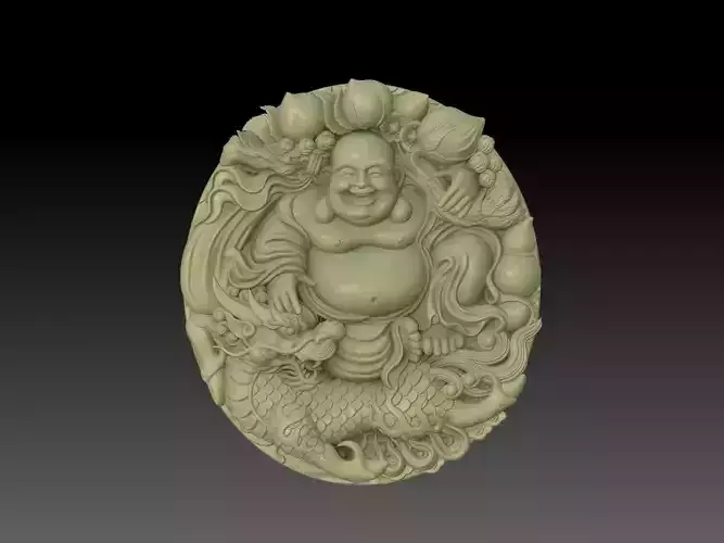 Laughing Buddha Riding Dragon pendant 3D print model