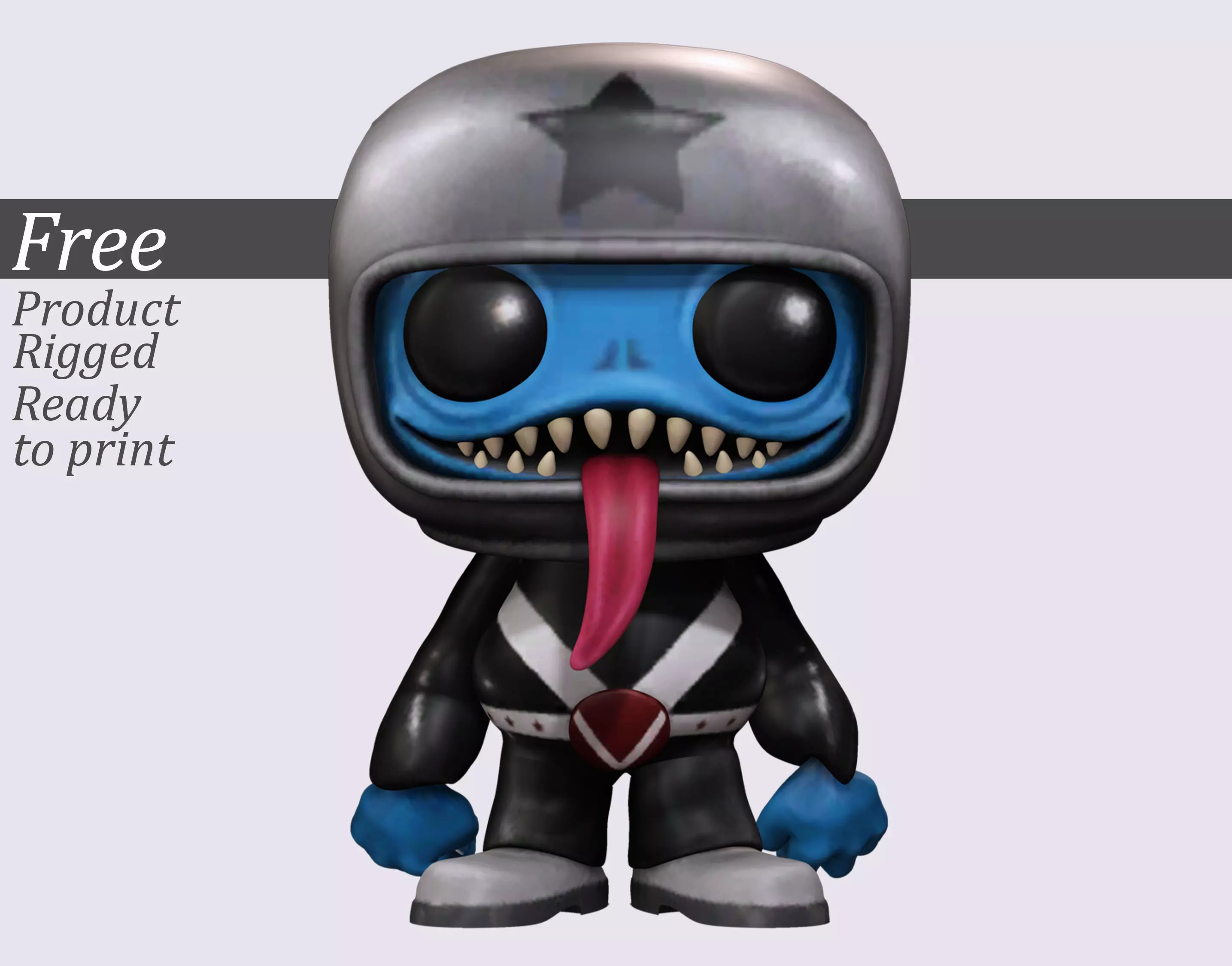 Monster Funko Style Figurine Tongue Out Pose 3D Model Free 3D print model