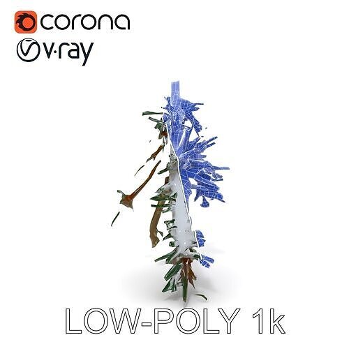 Snowy Pine Branch D Model Pack for Environmental Design Low-poly 3D model