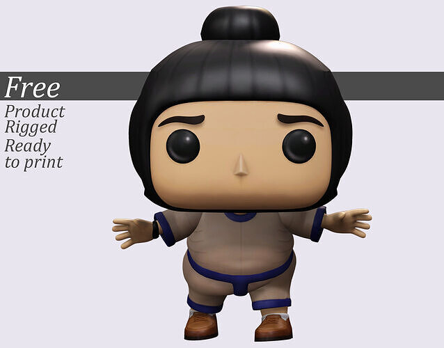 Stylized Sumo Toy Figure 3D Print Model with Pose Rig Free 3D print model