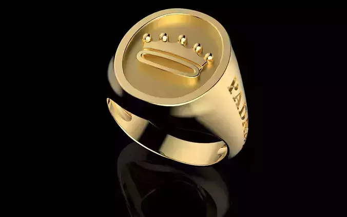Gold Signet Ring with Crown