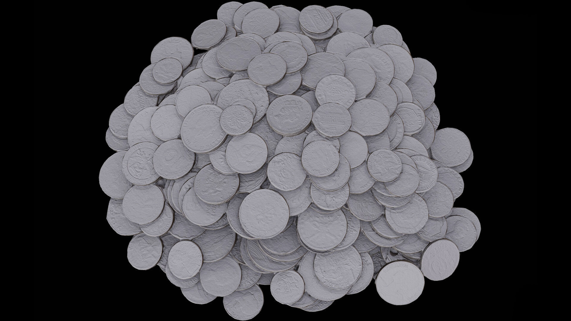 coins pile silver copper old types pt3 PBR photogrammetry Low-poly 3D model_6