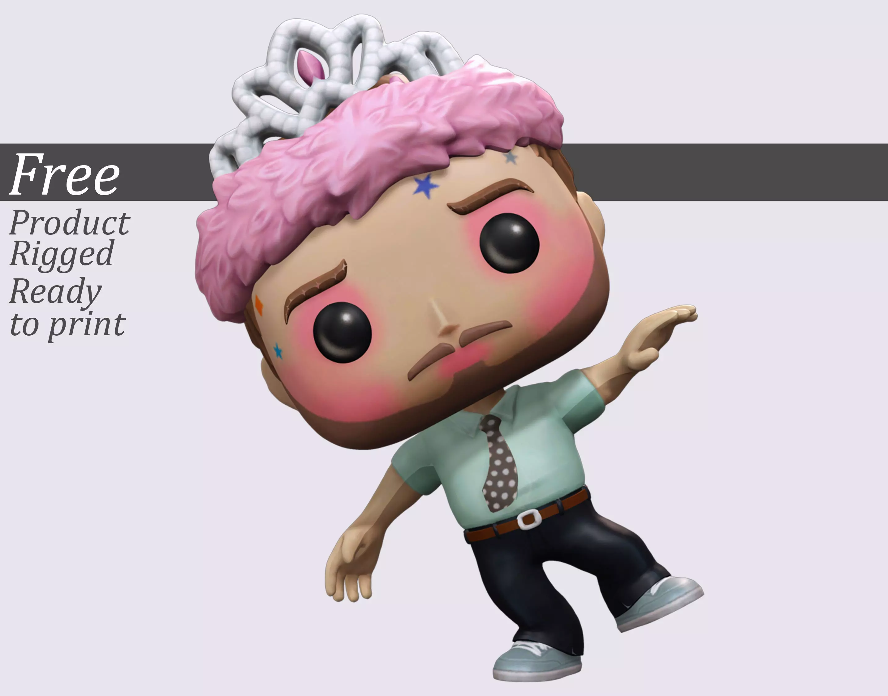 Funko Style Crowned Dab Character Printable 3D Model Free 3D print model