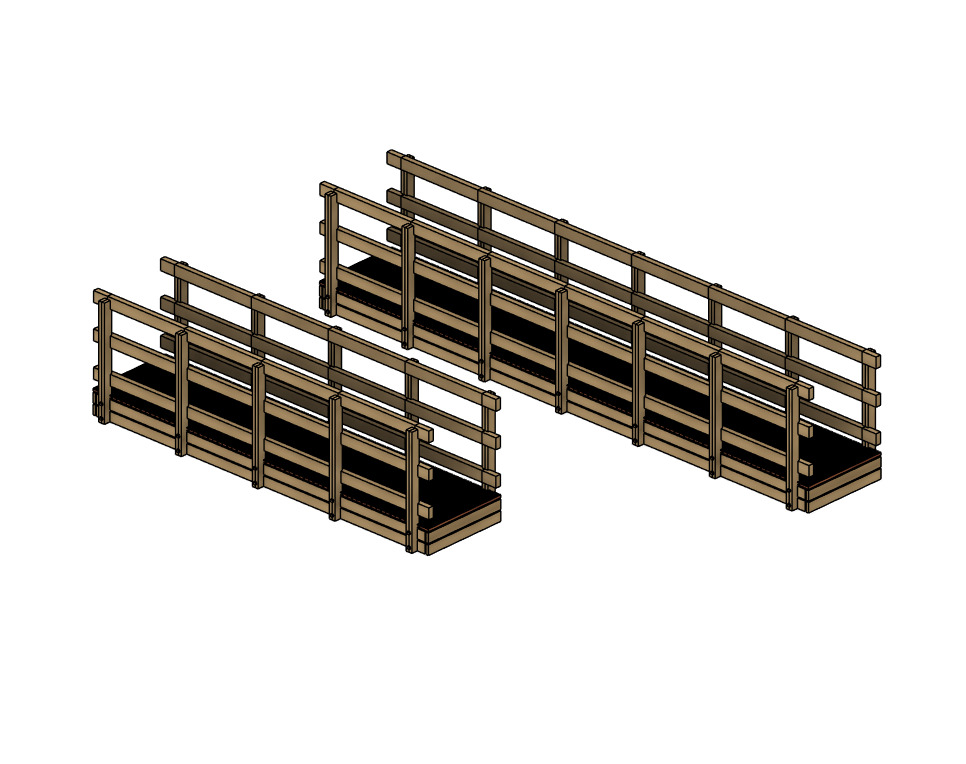 Model Railway Wooden Foot Bridge 3D print model_3
