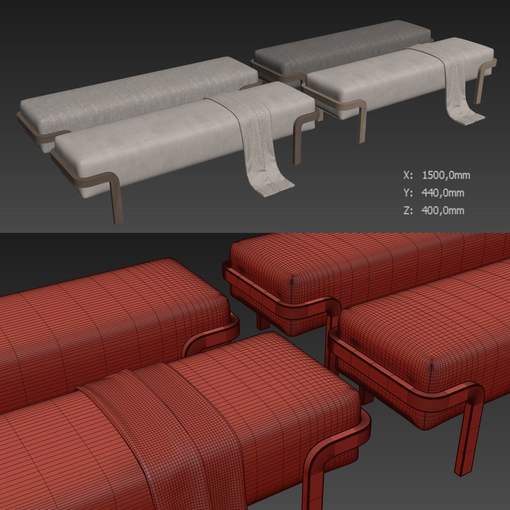 Dominick Bench By Conte Casa 3D model_7