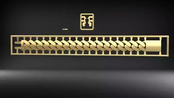 13mm Cuban Chain Link Bracelet 3D 3D print model