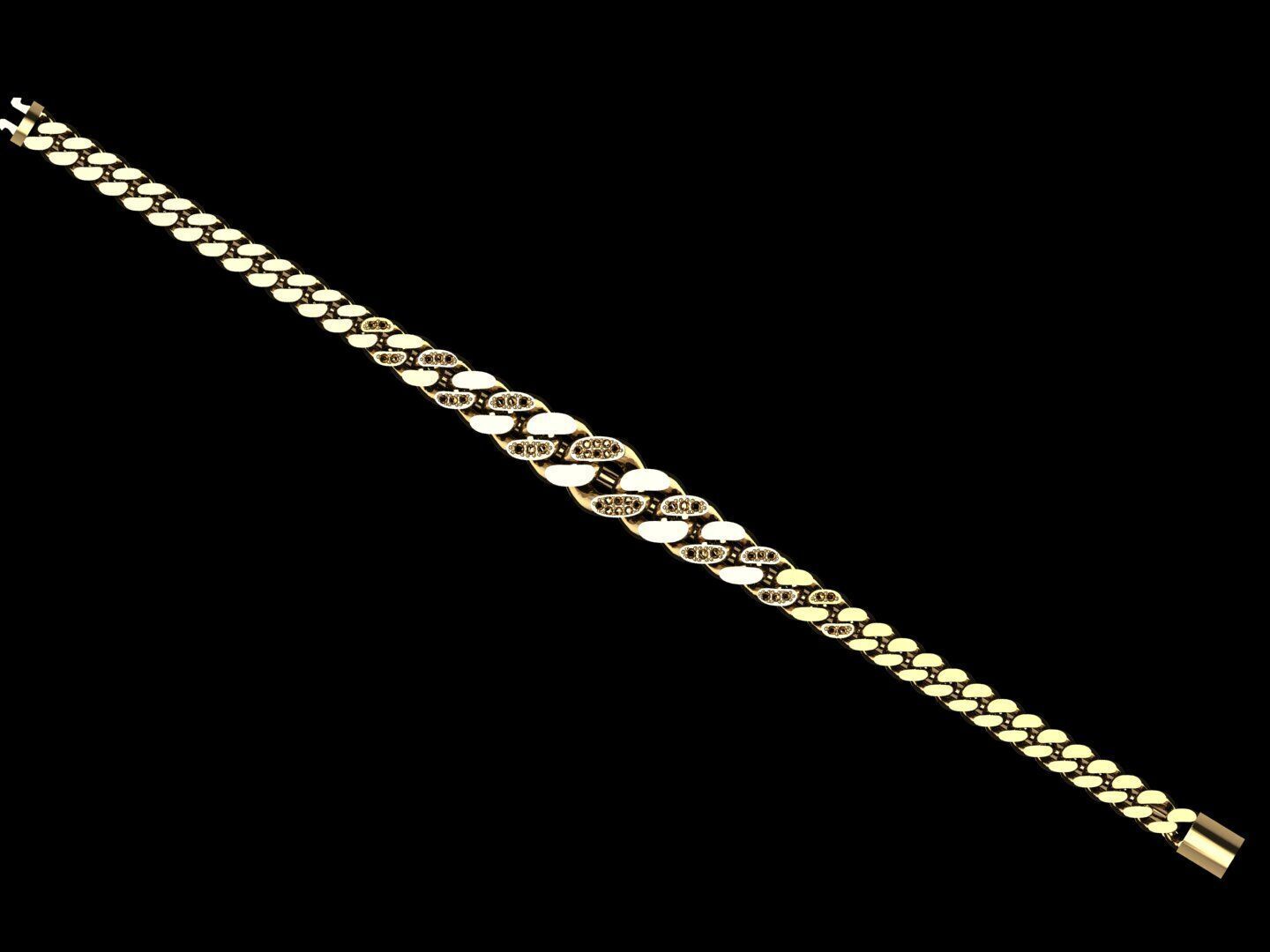 7mm Cuban Link Bracelet Stone Design 3D 3D print model_2