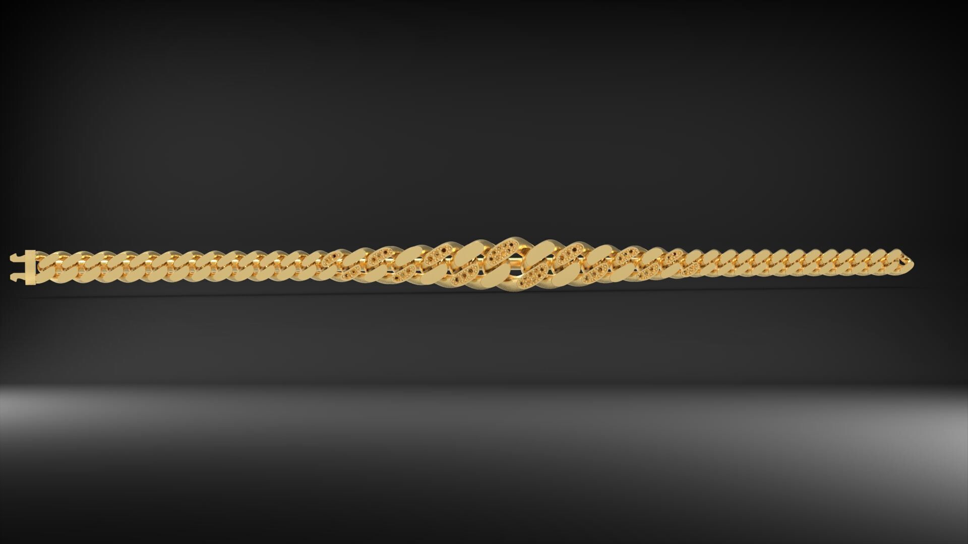 7mm Cuban Link Bracelet Stone Design 3D 3D print model_3
