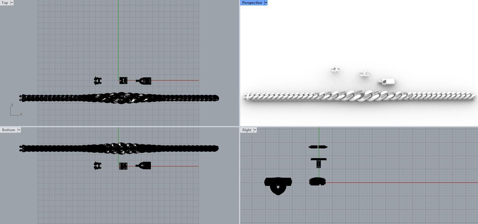 7mm Cuban Link Bracelet Stone Design 3D 3D print model_1