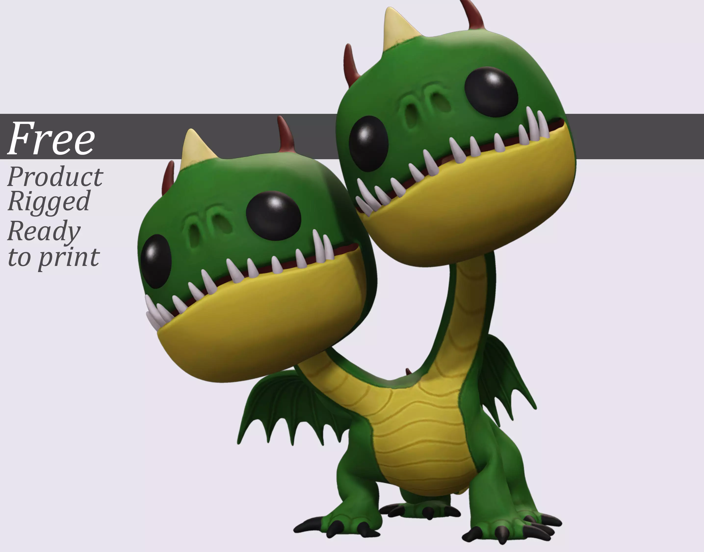 Two-Headed Dragon Funko Style Poseable 3D Print Model Free 3D print model