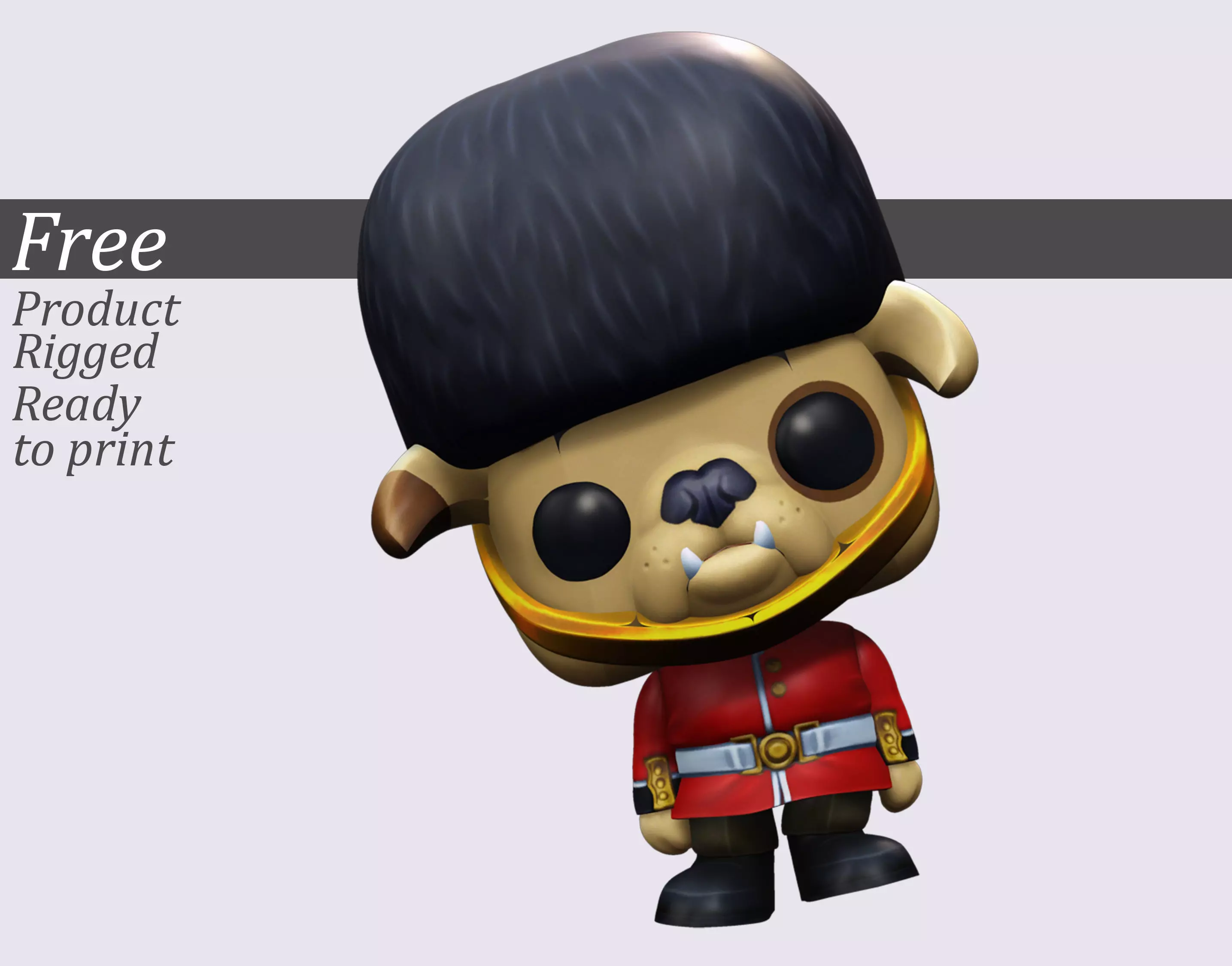 British Soldier Dog Chibi 3D Print Model with Pose Free 3D print model