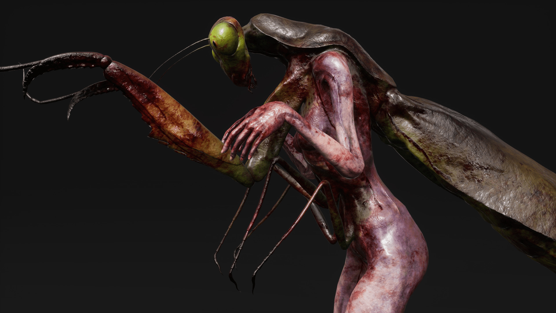 Mutant Mantis - Horror Insects Collection Low-poly 3D model_9