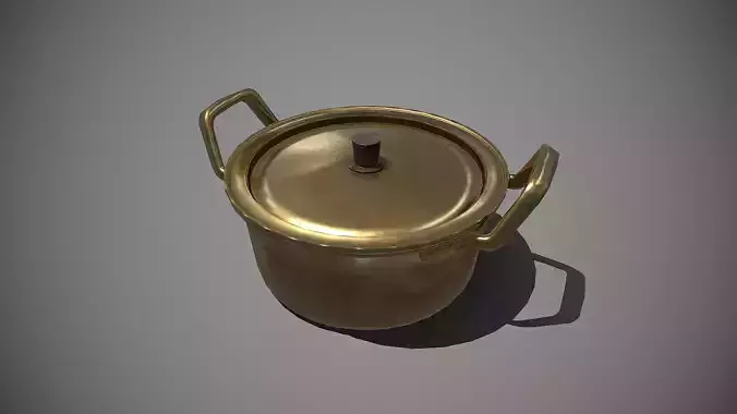 Aluminum Pot PBR low poly 3D model