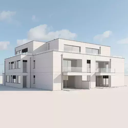 Modern Urban Villa 3D model 7