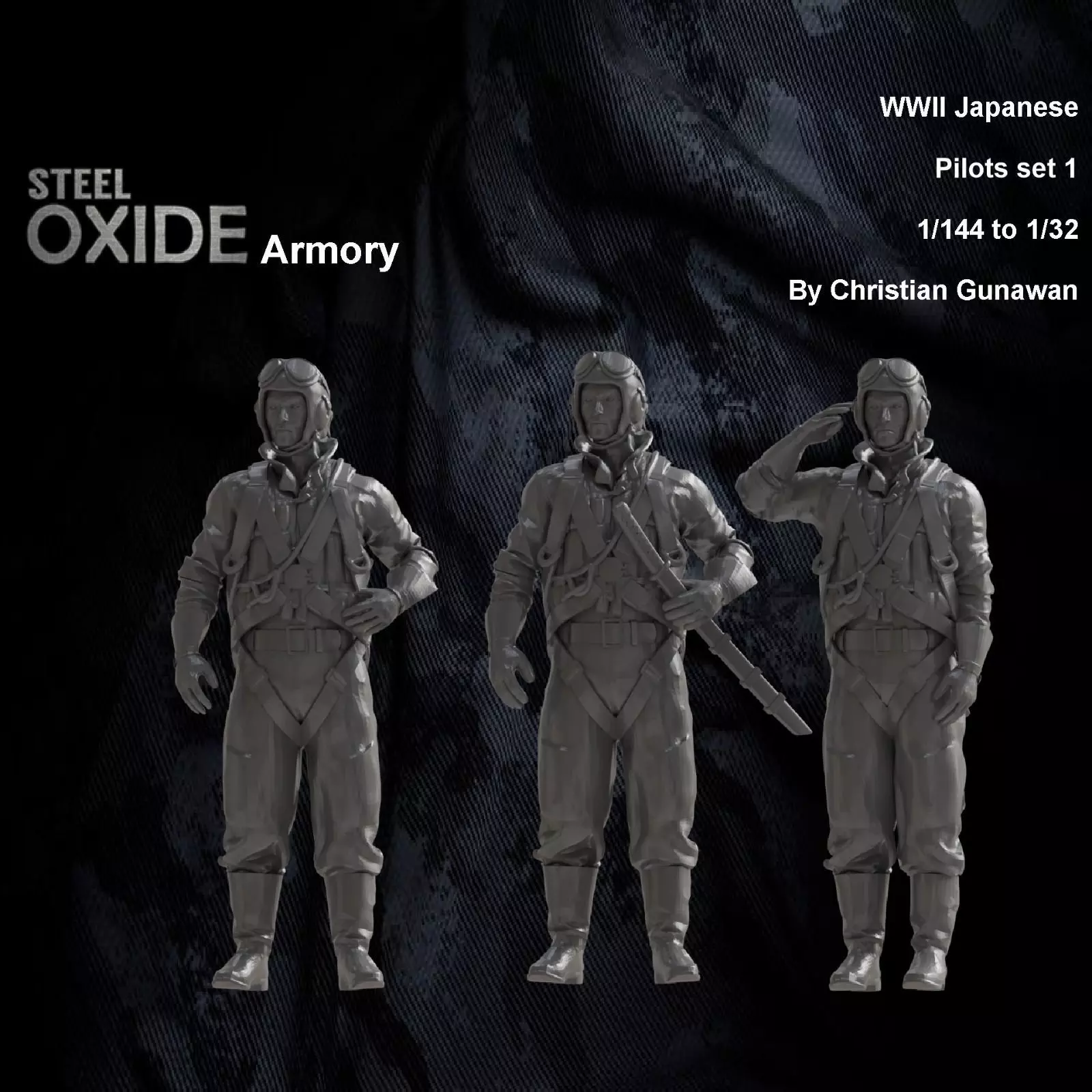 WWII Japanese pilots set 1 for 3d printing 3D print model