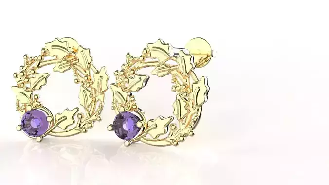 Birthflower Circle Stud Earring December