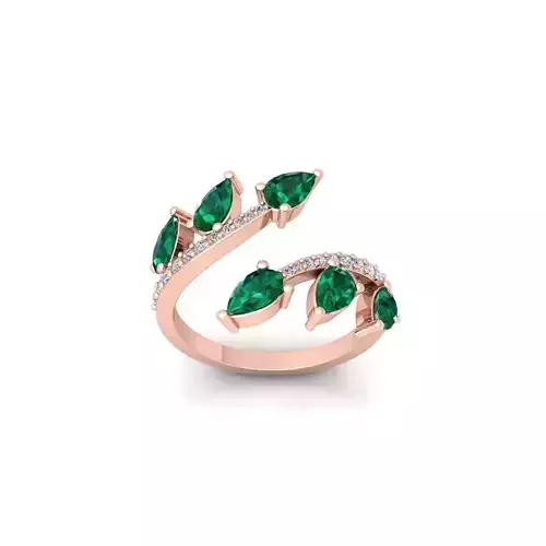 Pear Open Leaf Ring 3d Model and Render