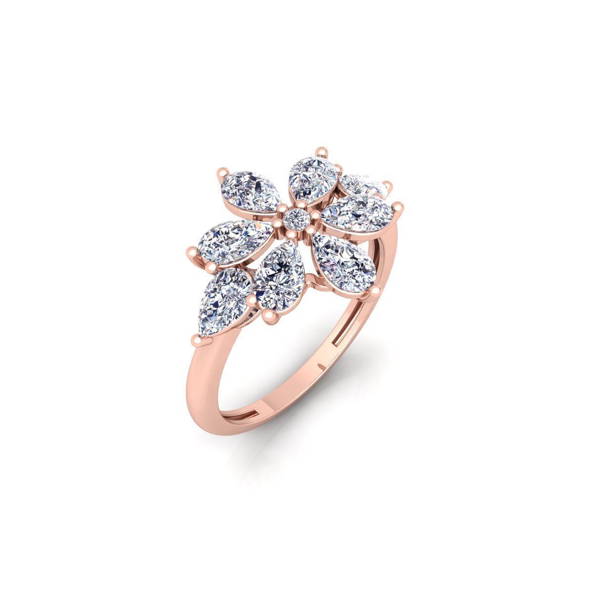 diamond Flower Ring 3d Model and Render 3D print model_7
